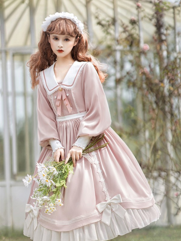 Sweet Floating Moon Love Letter Lolita Dress Bunny Ears Princess Long Sleeve OP Dress