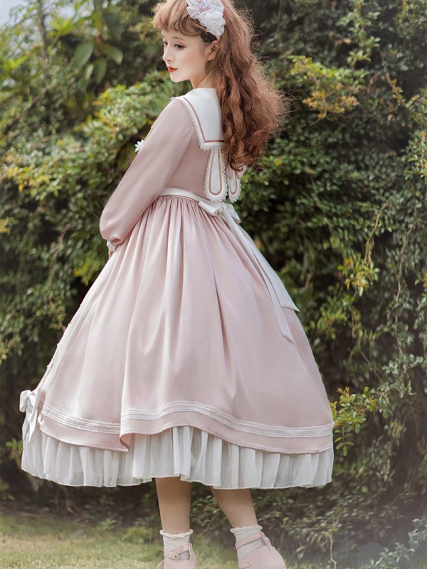 Sweet Floating Moon Love Letter Lolita Dress Bunny Ears Princess Long Sleeve OP Dress