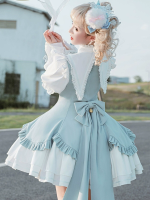 Blue Cute Sweet Magic Girl Long Sleeve Lolita Dress Princess OP Dress