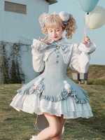 Blue Cute Sweet Magic Girl Long Sleeve Lolita Dress Princess OP Dress