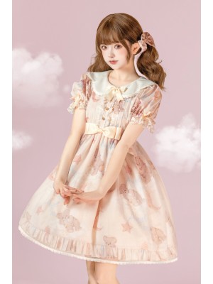 Pink Sweet and cute Star Wishing Bear Lolita dress OP