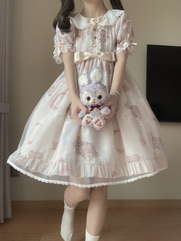 Pink Sweet and cute Star Wishing Bear Lolita dress OP