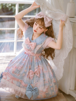 Pink Blue Sweet Cute Princess Dress Lolita Skirt OP