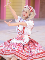 Sweet and Cute Bunny Strawberry Lolita Suspender Skirt SK Set