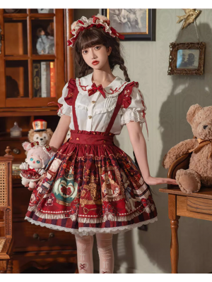 Sweet Crown Bear Print SK Cute Lolita Skirt