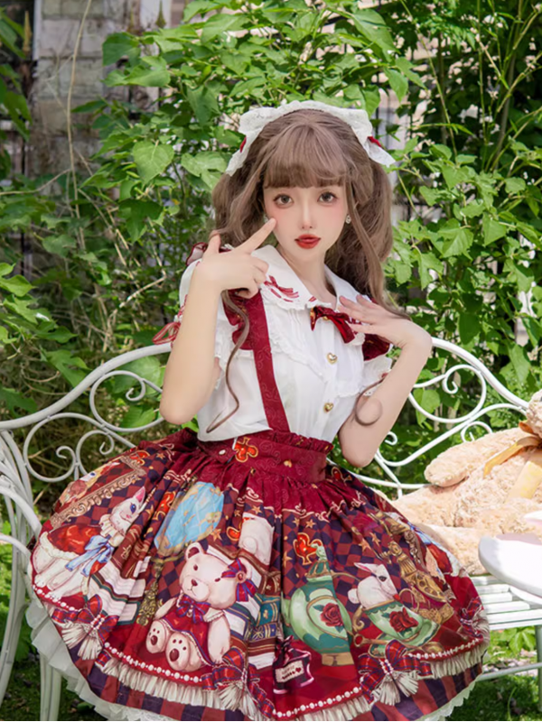 Sweet Crown Bear Print SK Cute Lolita Skirt