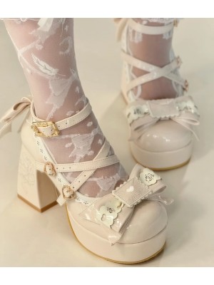 Rabbit Doll Lolita Shoes Waterproof Platform High Heels Embroidery Elegant Women's Shoes