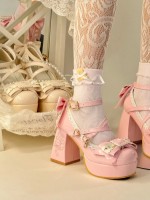 Rabbit Doll Lolita Shoes Waterproof Platform High Heels Embroidery Elegant Women's Shoes