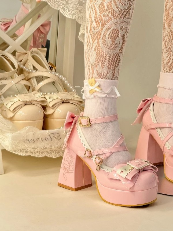 Rabbit Doll Lolita Shoes Waterproof Platform High Heels Embroidery Elegant Women's Shoes