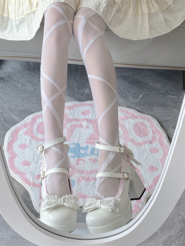 Lace Heart Knot Round Toe Shallow High Heel Elegant Lolita Shoes