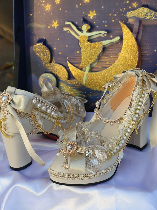 Handmade Dawn Classic Doll Lolita High Heel Tea Party Lolita Shoes