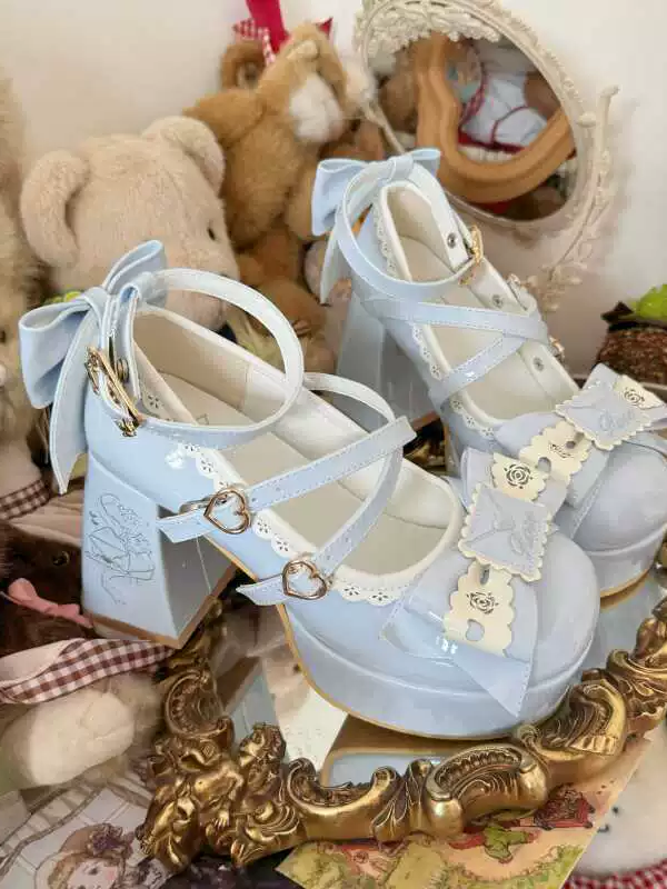 Rabbit Doll Lolita Shoes Waterproof Platform High Heels Embroidery Elegant Women's Shoes