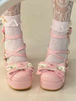 Rabbit Doll Lolita Shoes Waterproof Platform High Heels Embroidery Elegant Women's Shoes