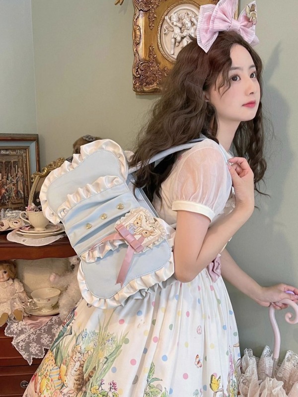 BabyFaceGirl Cream Bow Lolita Bag Cute Soft Girl Shoulder Bag