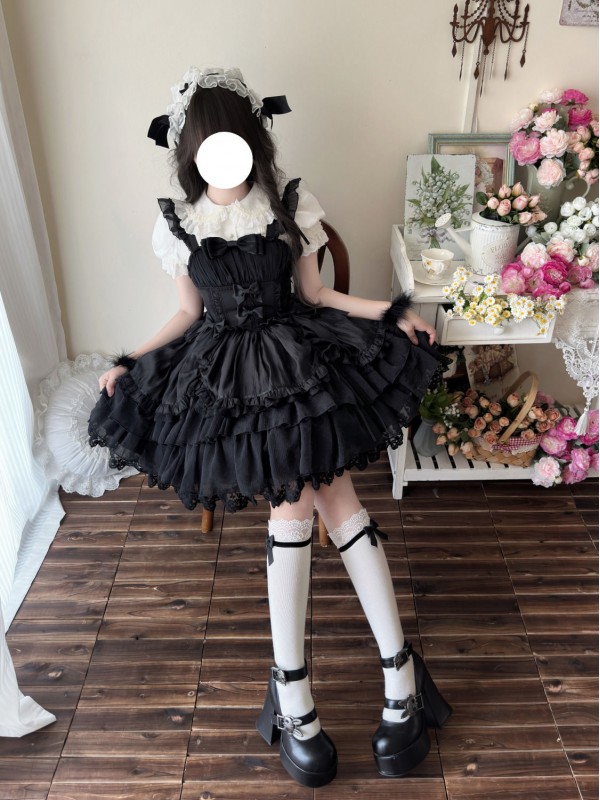 Lolita Black Light Wedding Dress JSK Suspender Dress