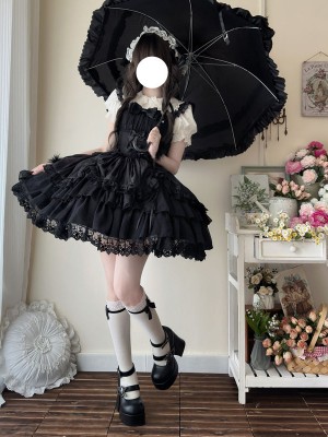 Lolita Black Light Wedding Dress JSK Suspender Dress