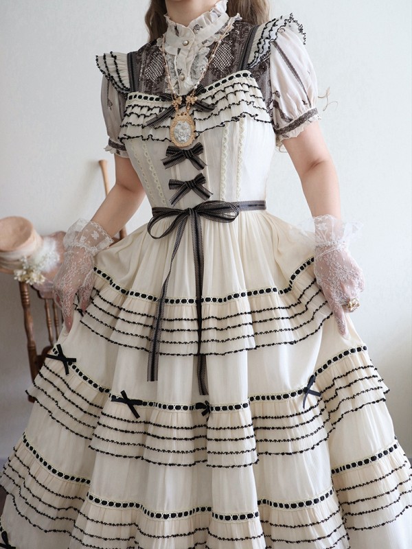 Napoleon sixty meters multi-layer two-color elegant segment lolita flying sleeve jsk dress