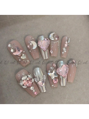 Pink Gypsy Heart Hot Diamond Wearable Nail Art