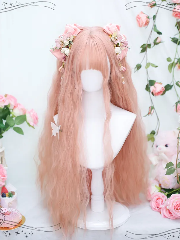 Pink Lolita Long Curly Hair  Cute Soft Girl JK Long Hair