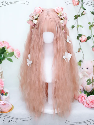 Pink Lolita Long Curly Hair  Cute Soft Girl JK Long Hair