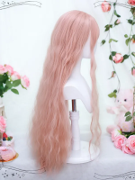 Pink Lolita Long Curly Hair  Cute Soft Girl JK Long Hair