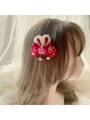 Red Bunny Ears Hairpin