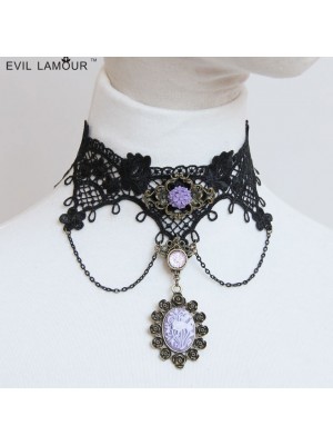 Rose Maiden Pendant Lace Choker