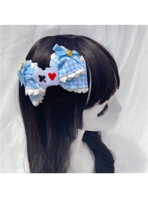 Sky Blue Grid Big Bow Hair Clip