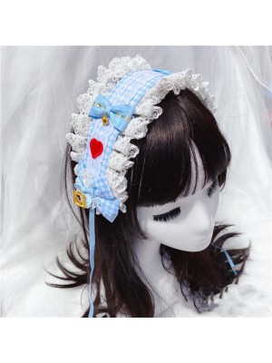 Sky Blue Grid Lolita Hair Band