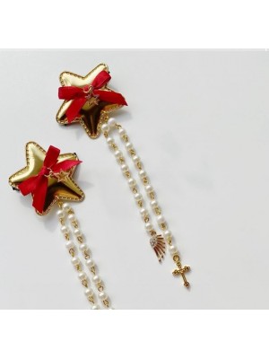 Star Faux Pearl Chain Hair Clips