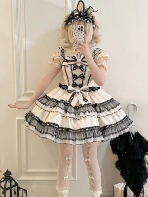 Strange Rabbit Spade Lolita Strap JSK Dress apricot