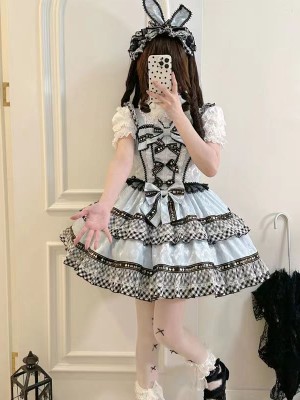 Strange Rabbit Spade Lolita Strap JSK Dress blue